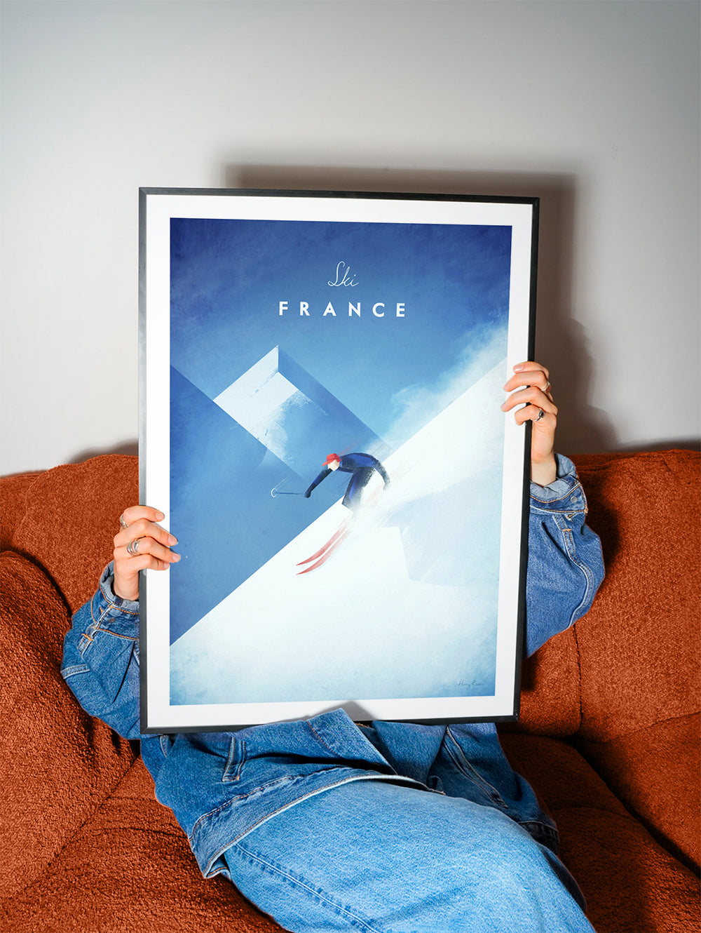 Sportkunst Ski France med skiløber i nedkørsel