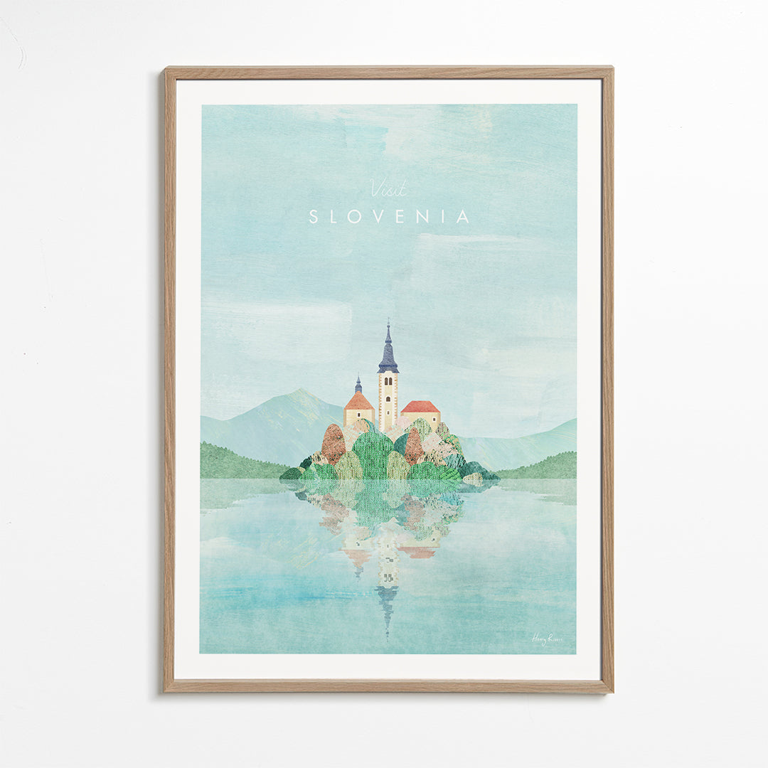 Byplakat Slovenien: ø med kirke og spejling