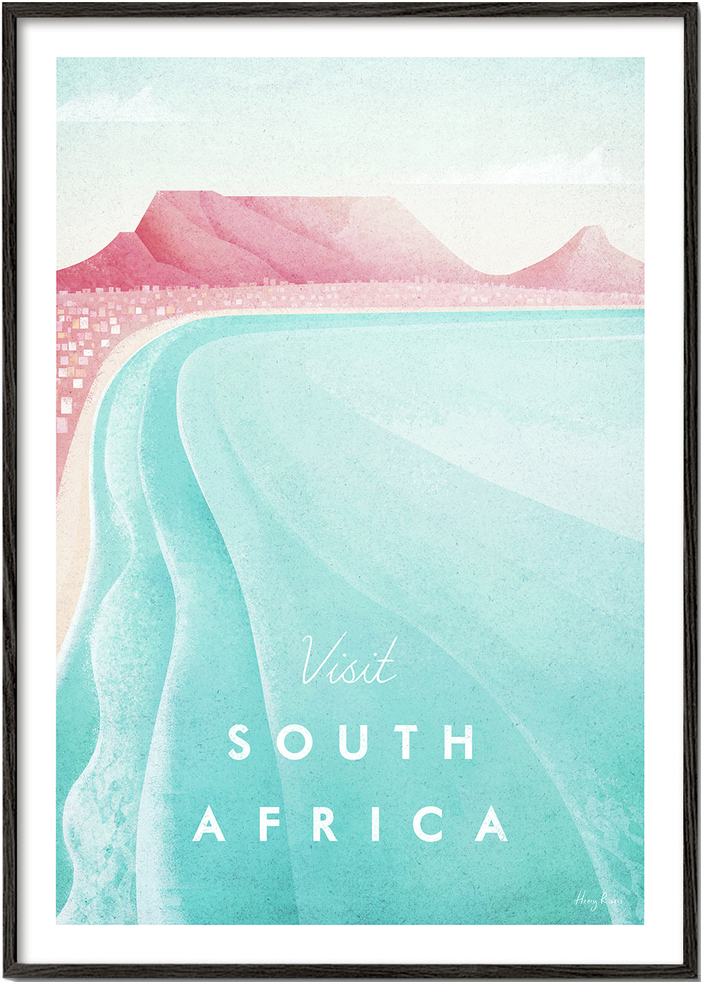 Rejseplakat South Africa illustreret strand