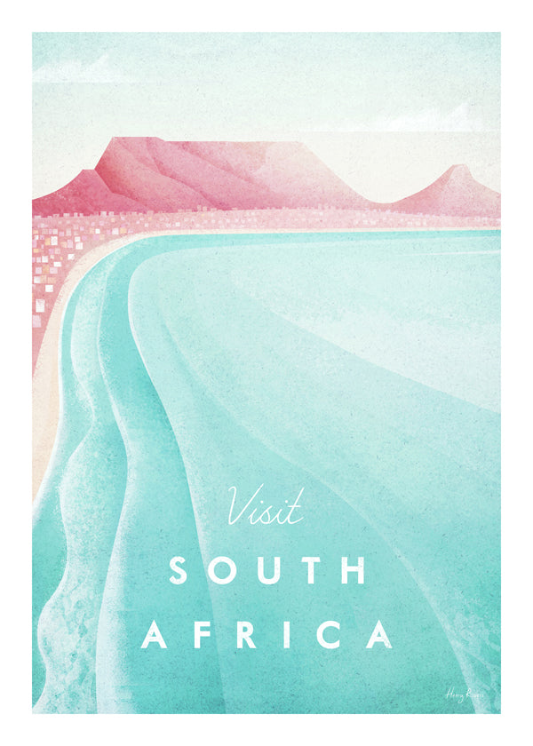 Rejseplakat South Africa illustreret strand