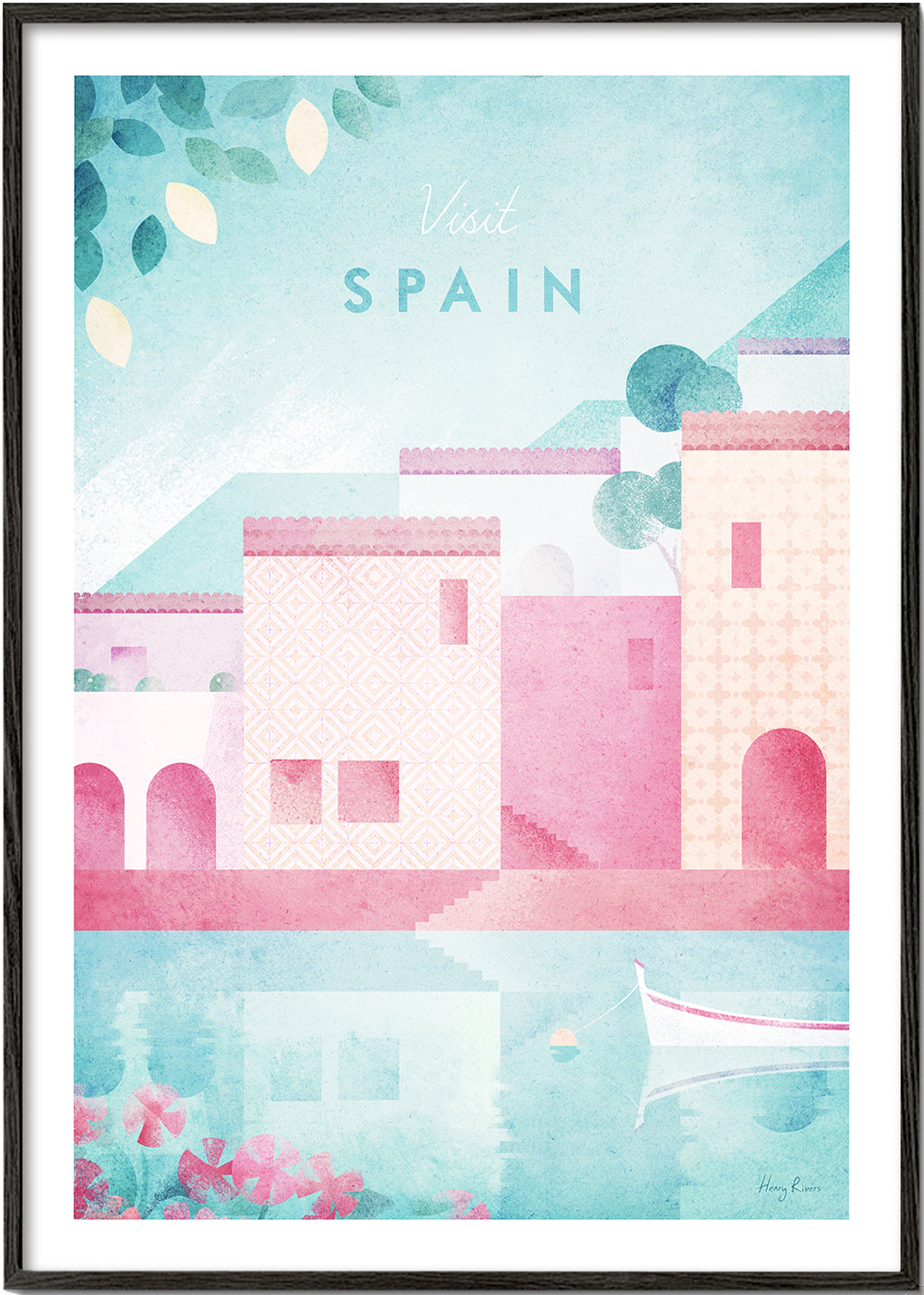 Rejseplakat Spanien i pastelfarver