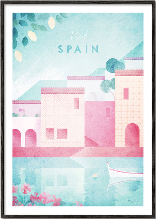Rejseplakat Spanien i pastelfarver