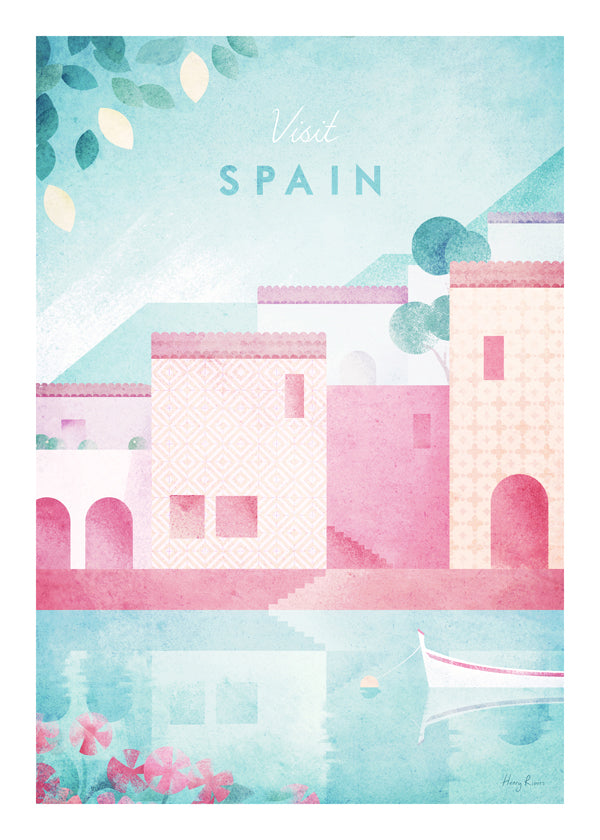 Rejseplakat Spanien i pastelfarver