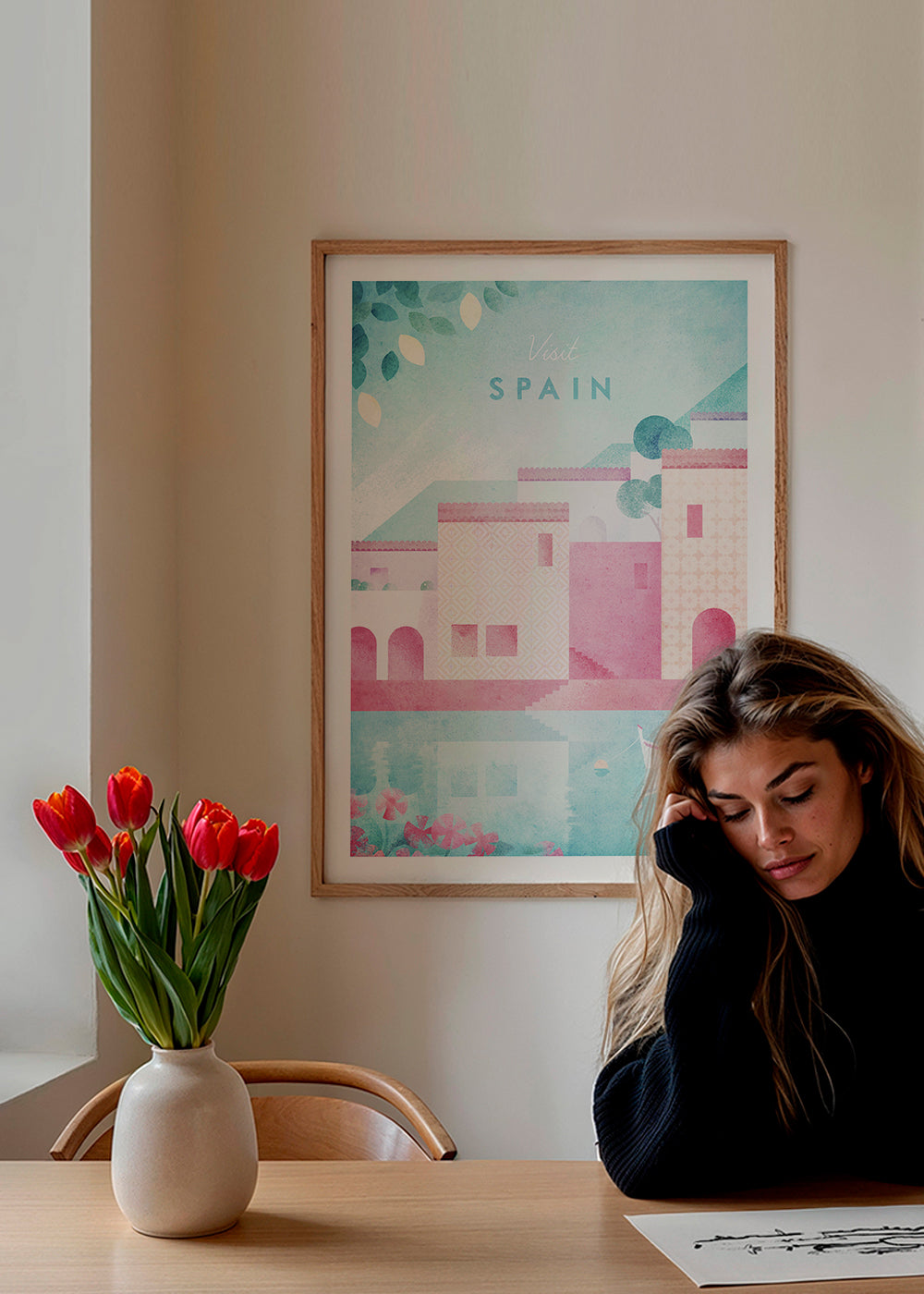 Rejseplakat Spanien i pastelfarver