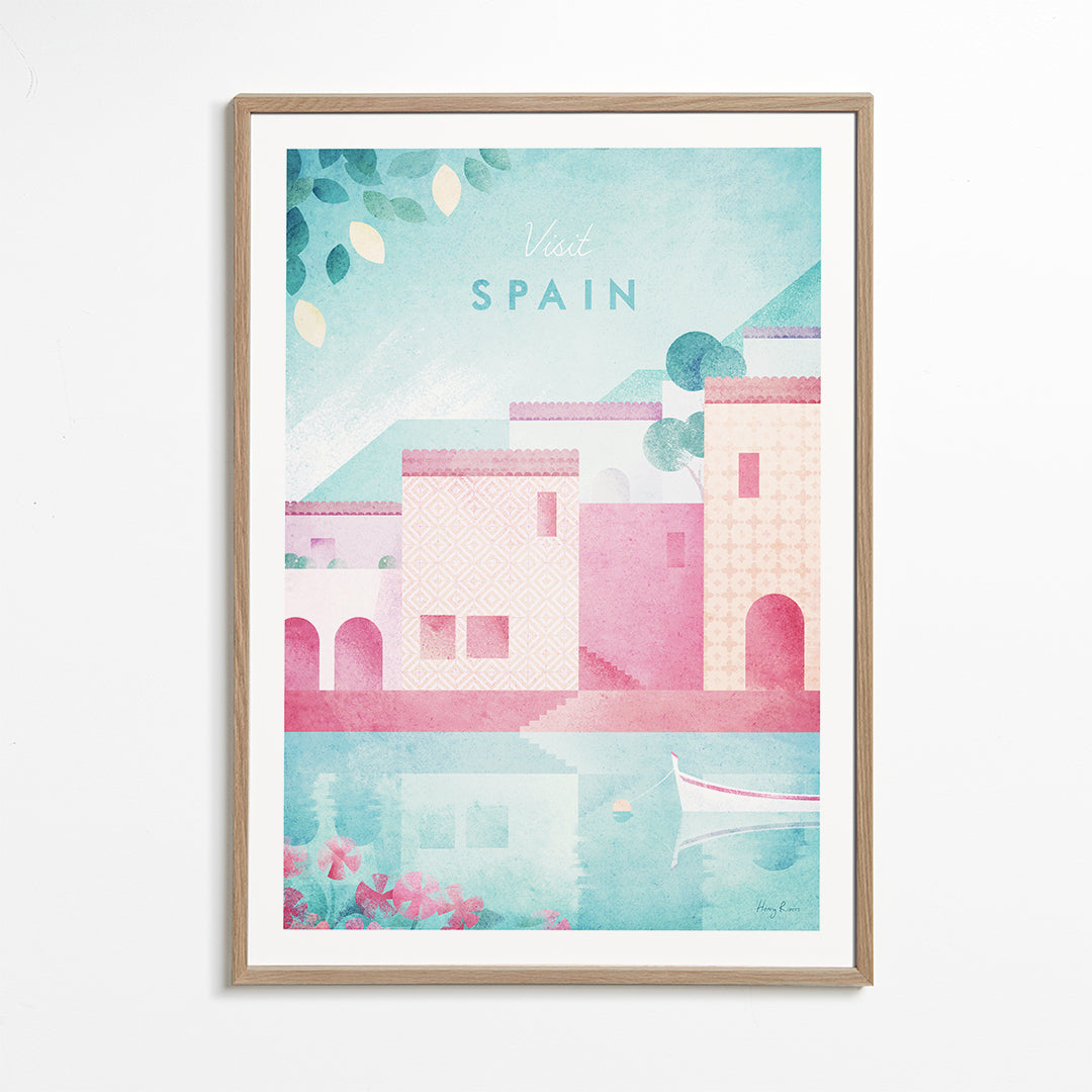 Rejseplakat Spanien i pastelfarver