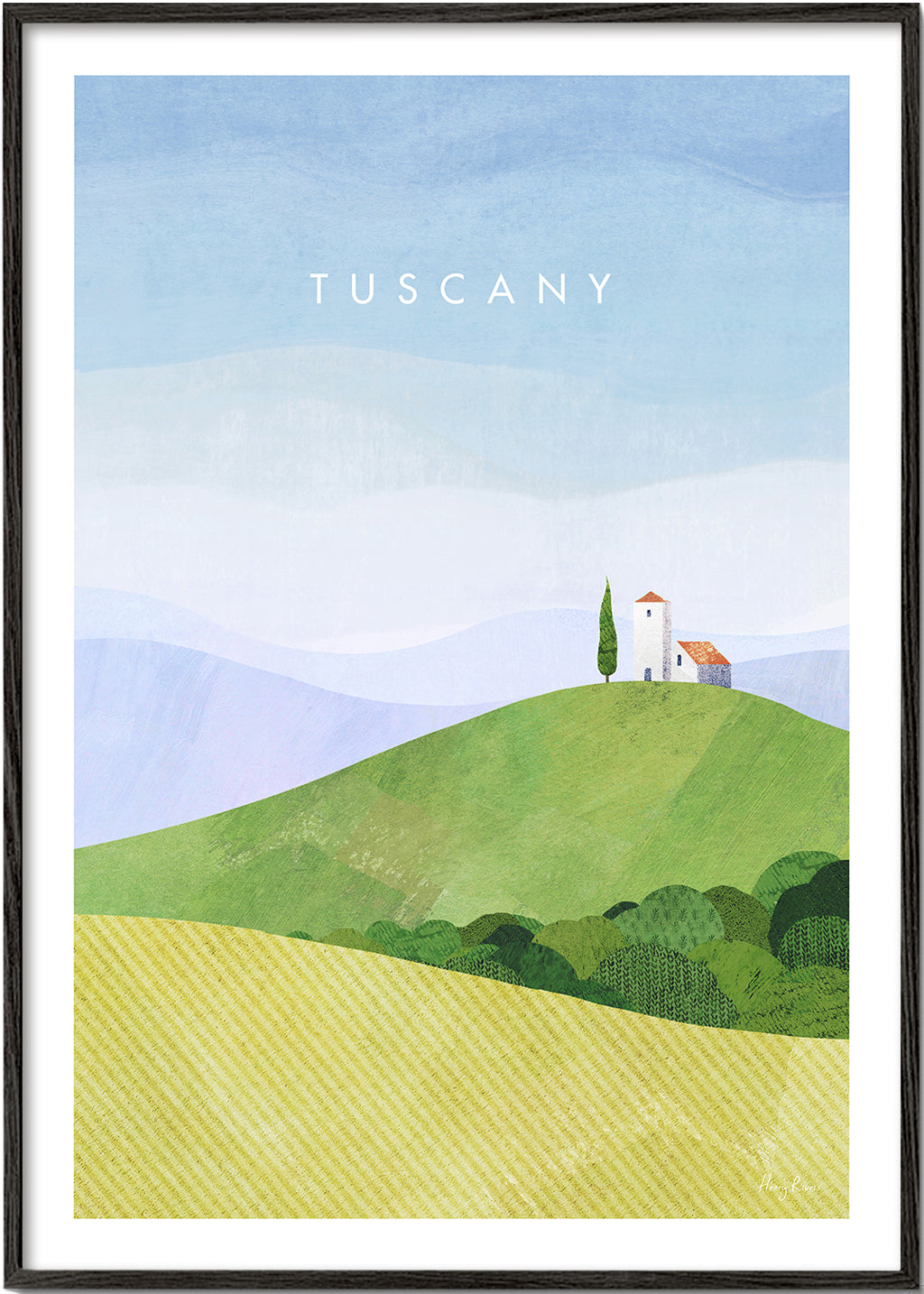 Toscana landskab: illustrerede bakker