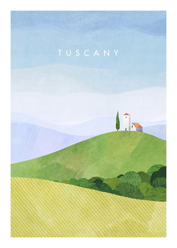 Toscana landskab: illustrerede bakker