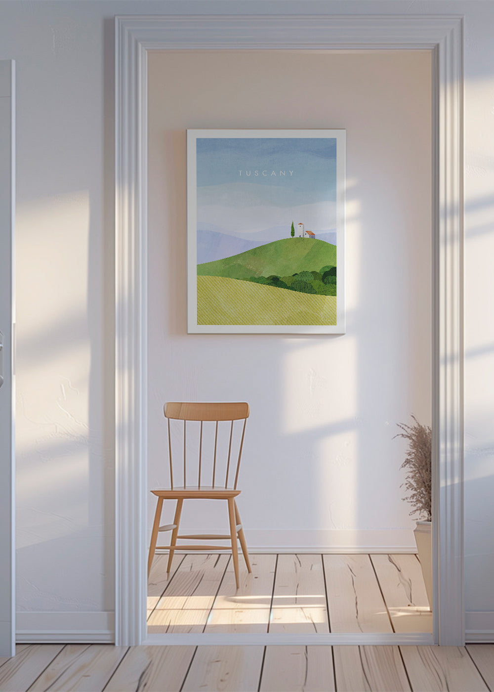 Toscana landskab: illustrerede bakker