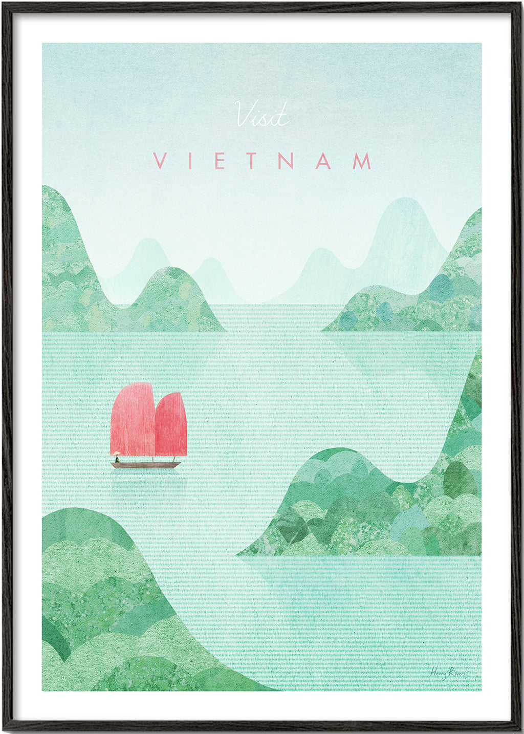 Vietnam byplakat med pink sejl