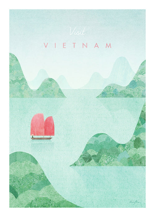 Vietnam byplakat med pink sejl