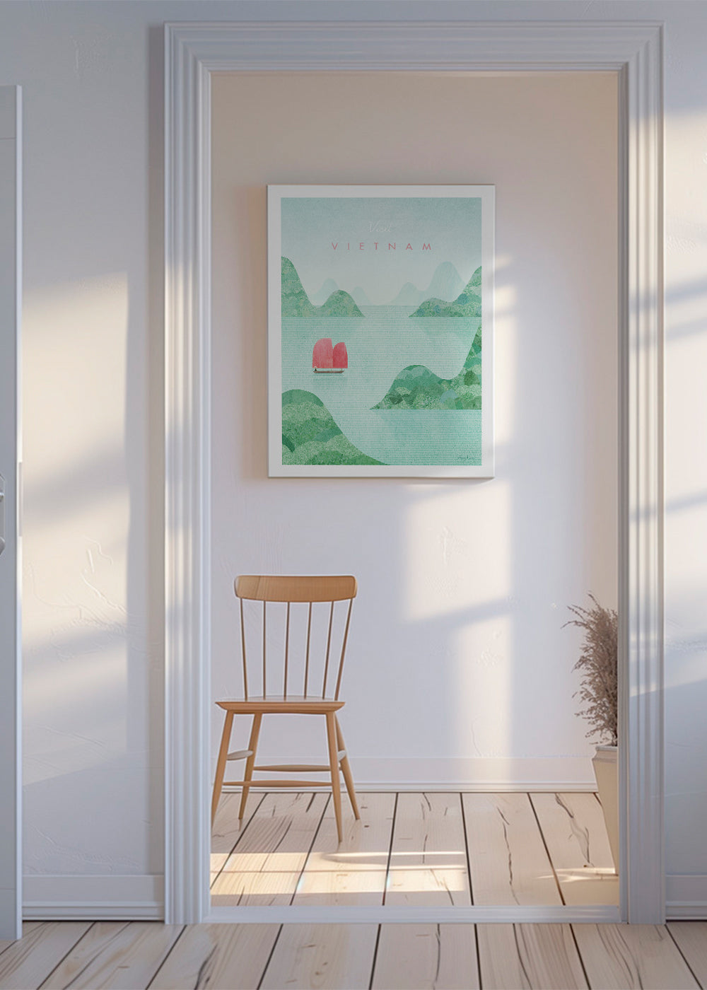Vietnam byplakat med pink sejl