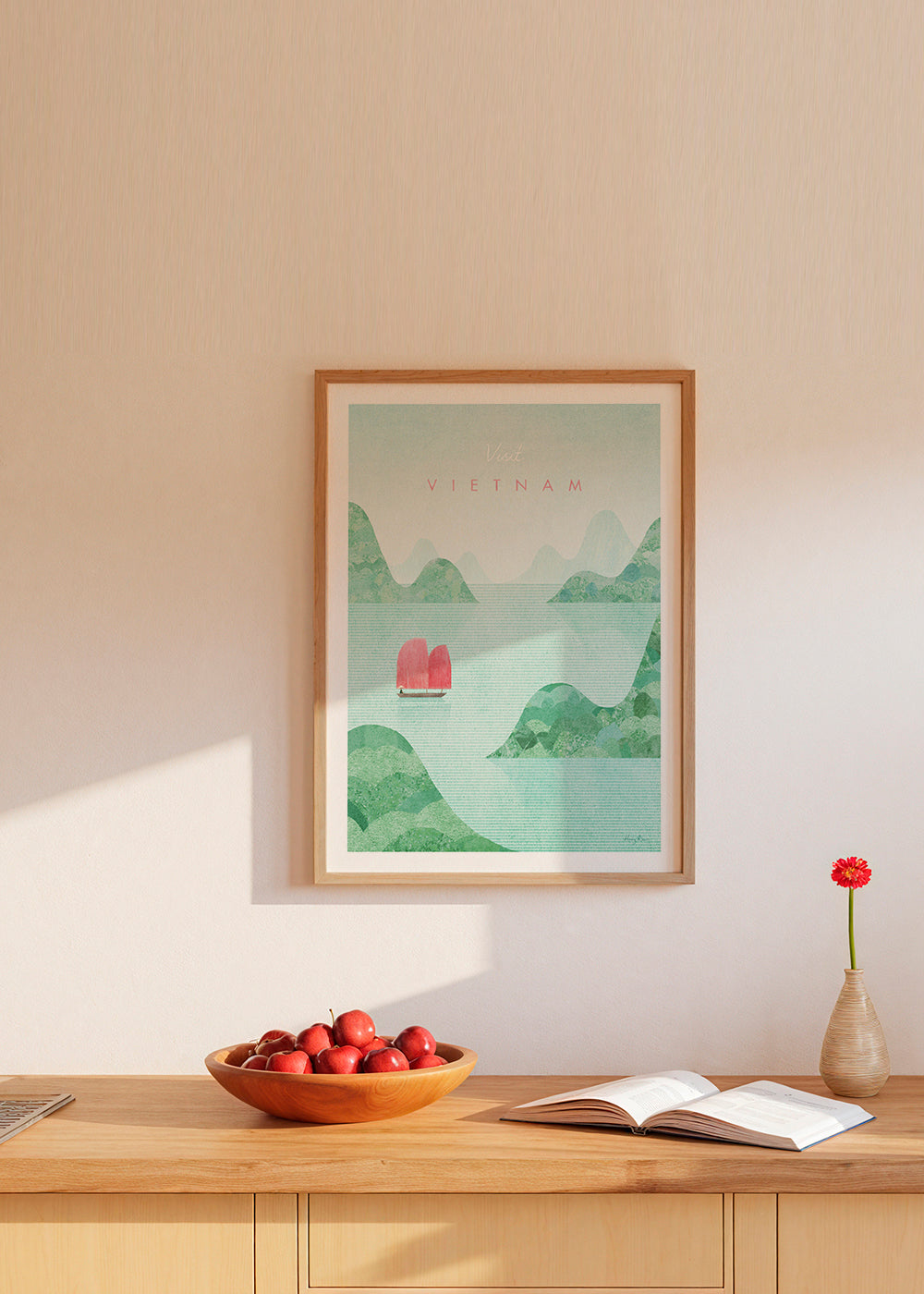Vietnam byplakat med pink sejl
