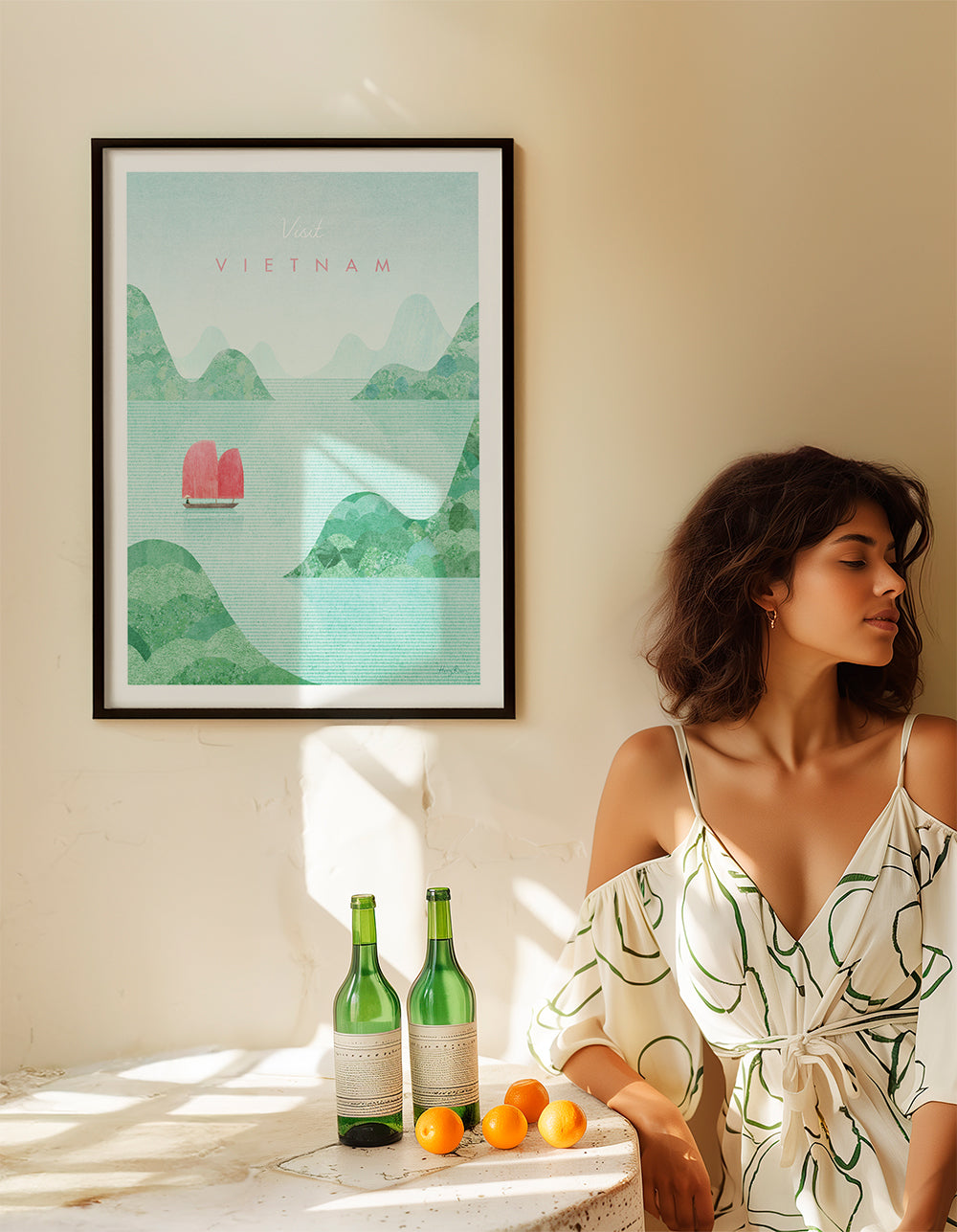 Vietnam byplakat med pink sejl