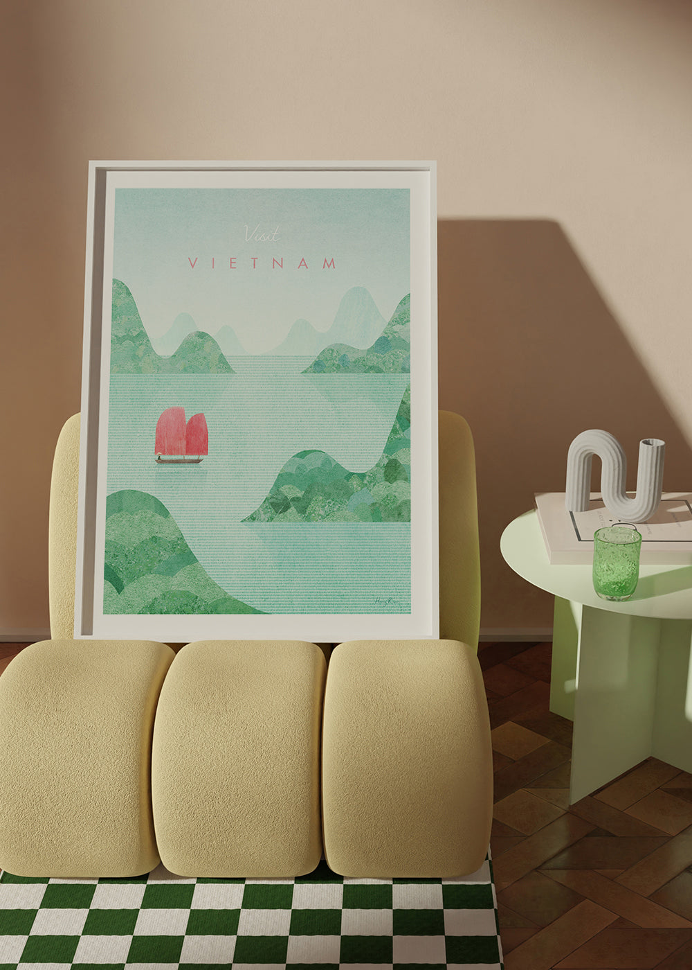 Vietnam byplakat med pink sejl