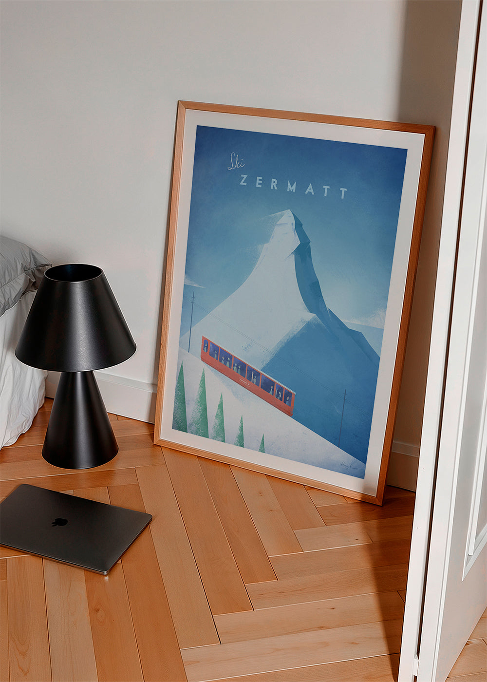 Landskabskunst: Zermatt-plakat med rød tog