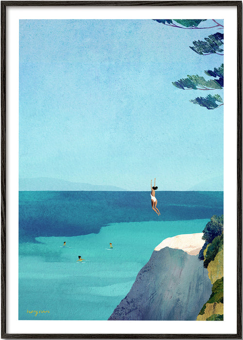 Landskabskunst med klippe og hav illustration