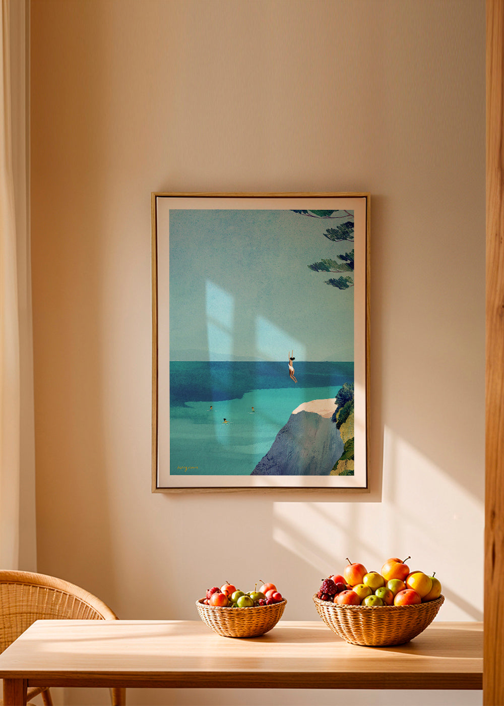 Landskabskunst med klippe og hav illustration