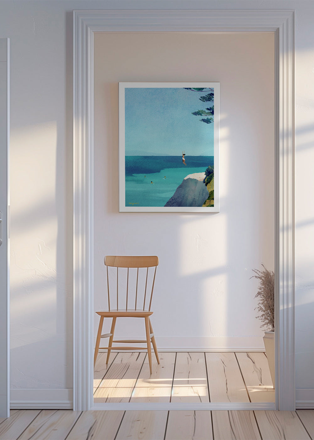 Landskabskunst med klippe og hav illustration