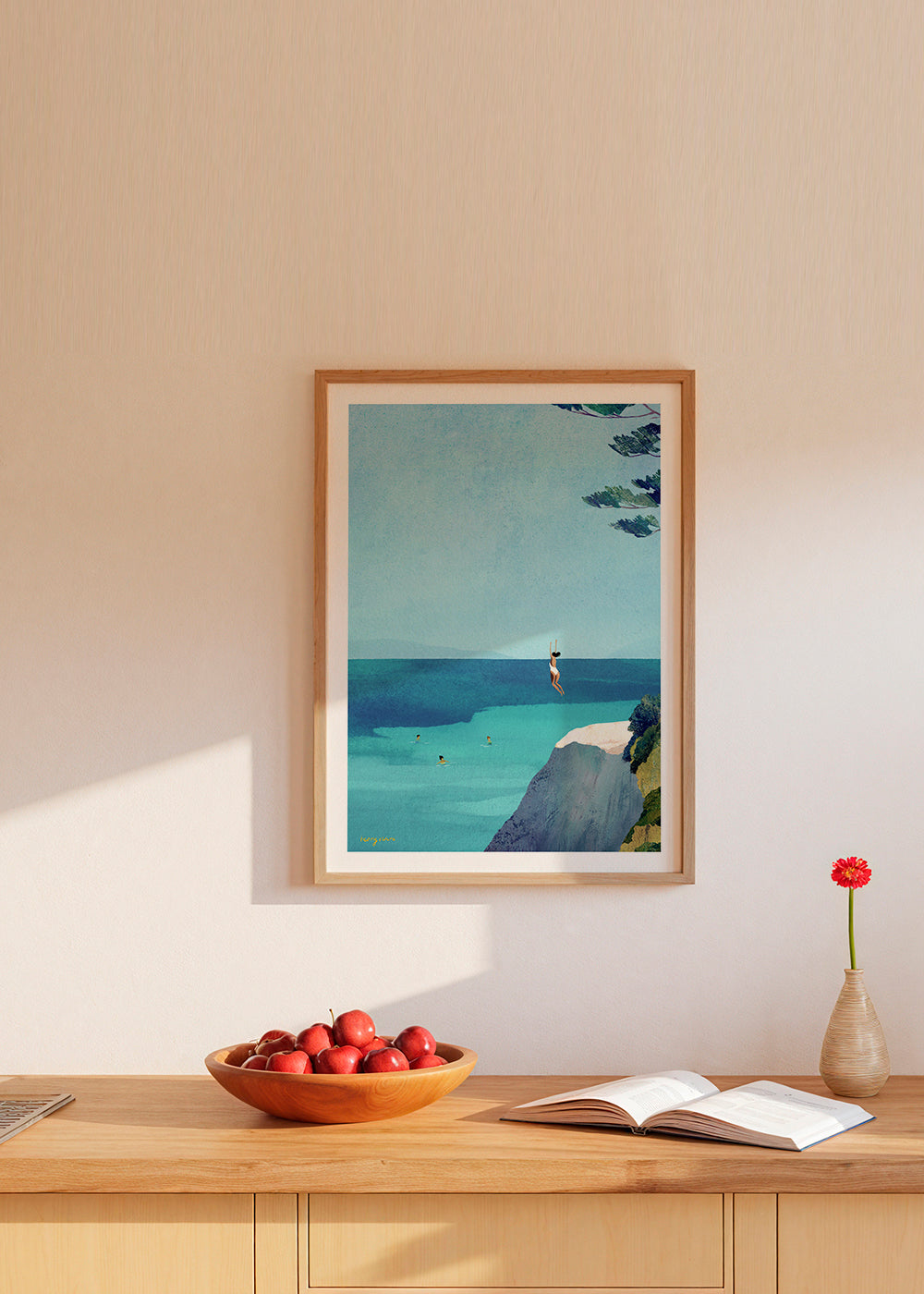 Landskabskunst med klippe og hav illustration