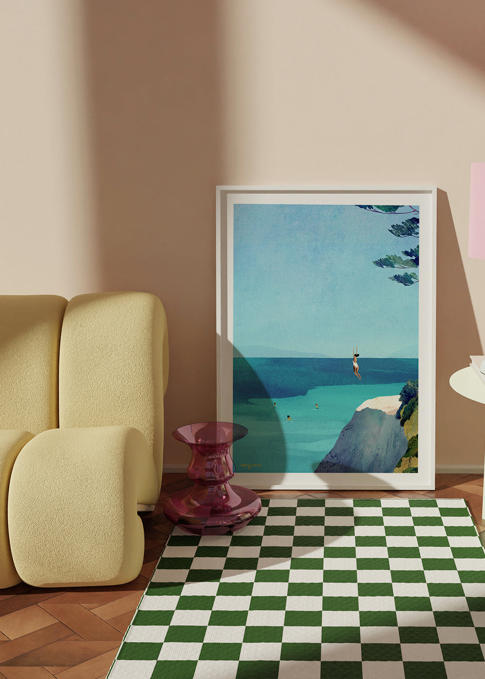 Landskabskunst med klippe og hav illustration
