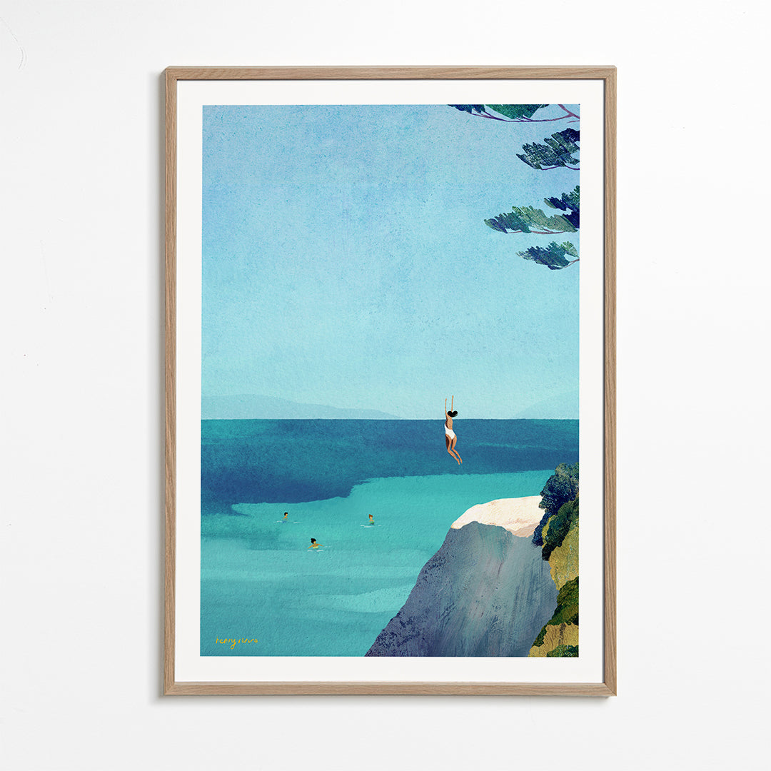 Landskabskunst med klippe og hav illustration