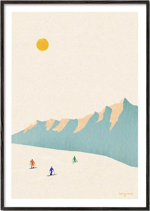 Sportplakat Skiløbere på minimalistisk bakke