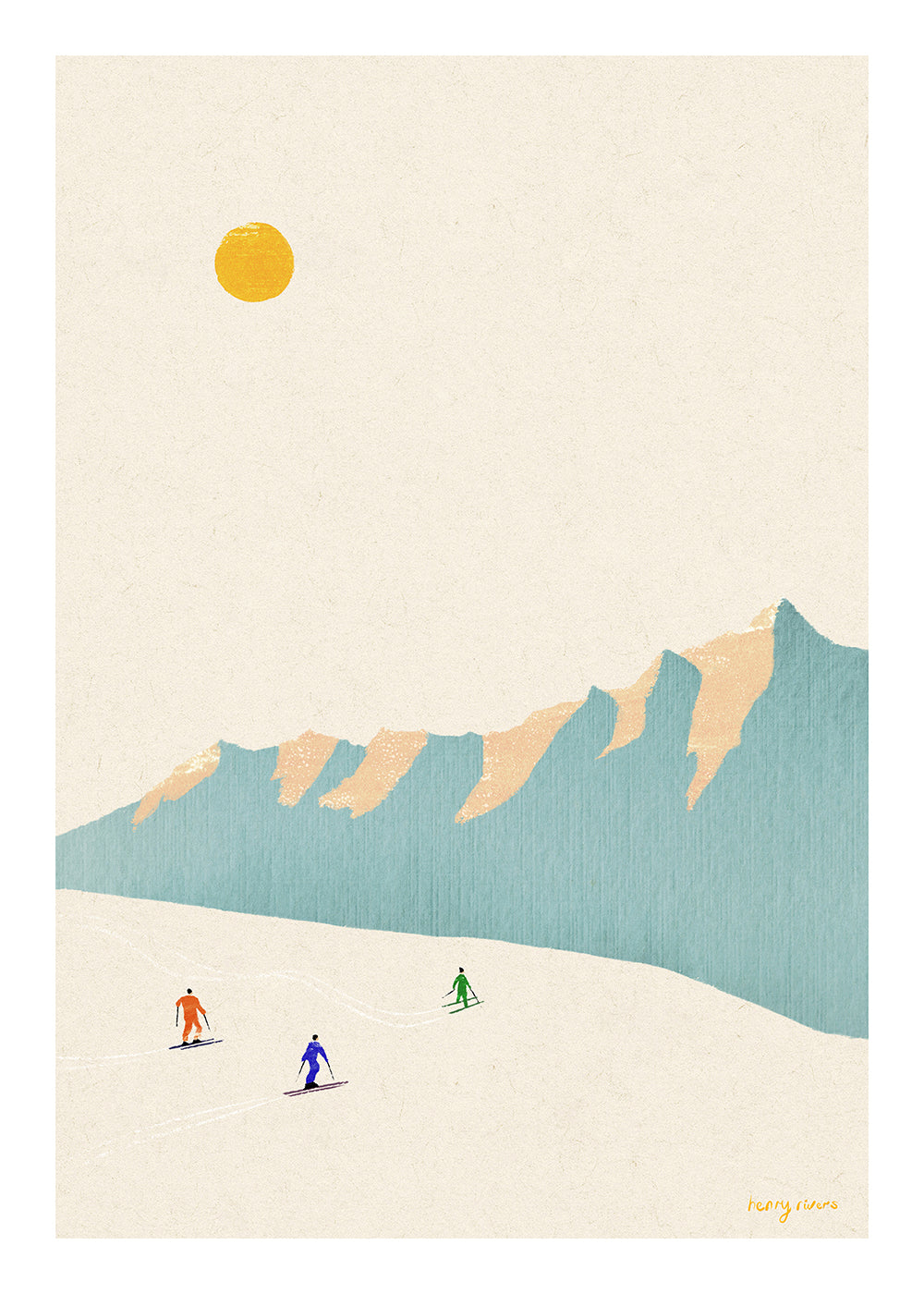 Sportplakat Skiløbere på minimalistisk bakke