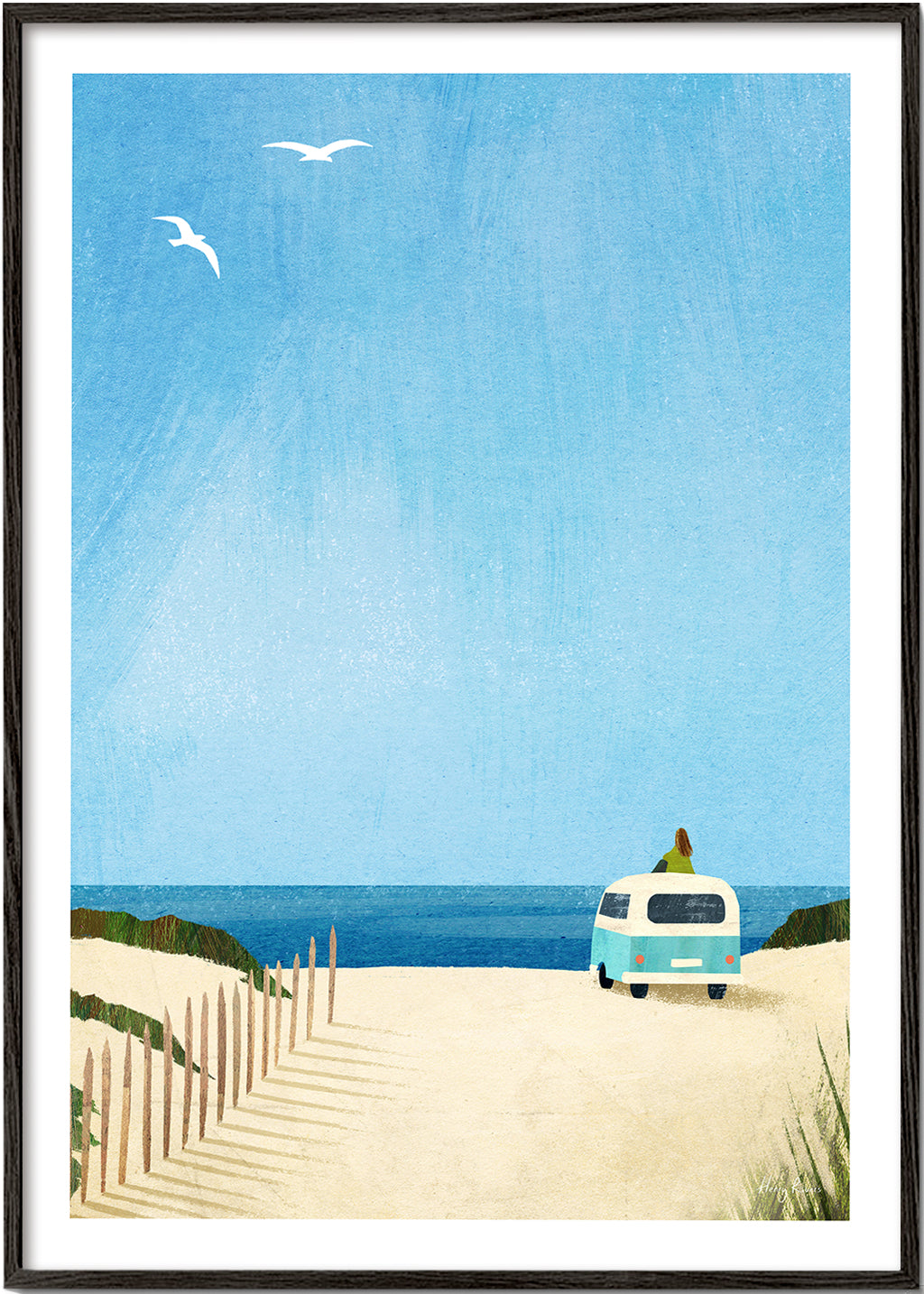 Landskabskunst strand med retro van