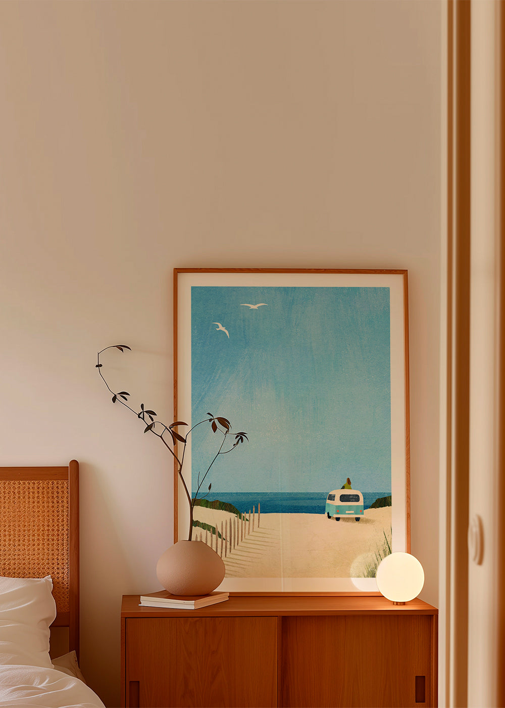 Landskabskunst strand med retro van