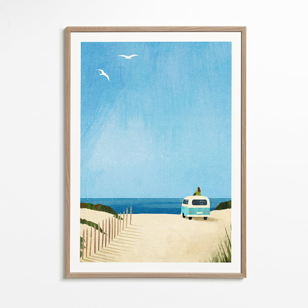 Landskabskunst strand med retro van