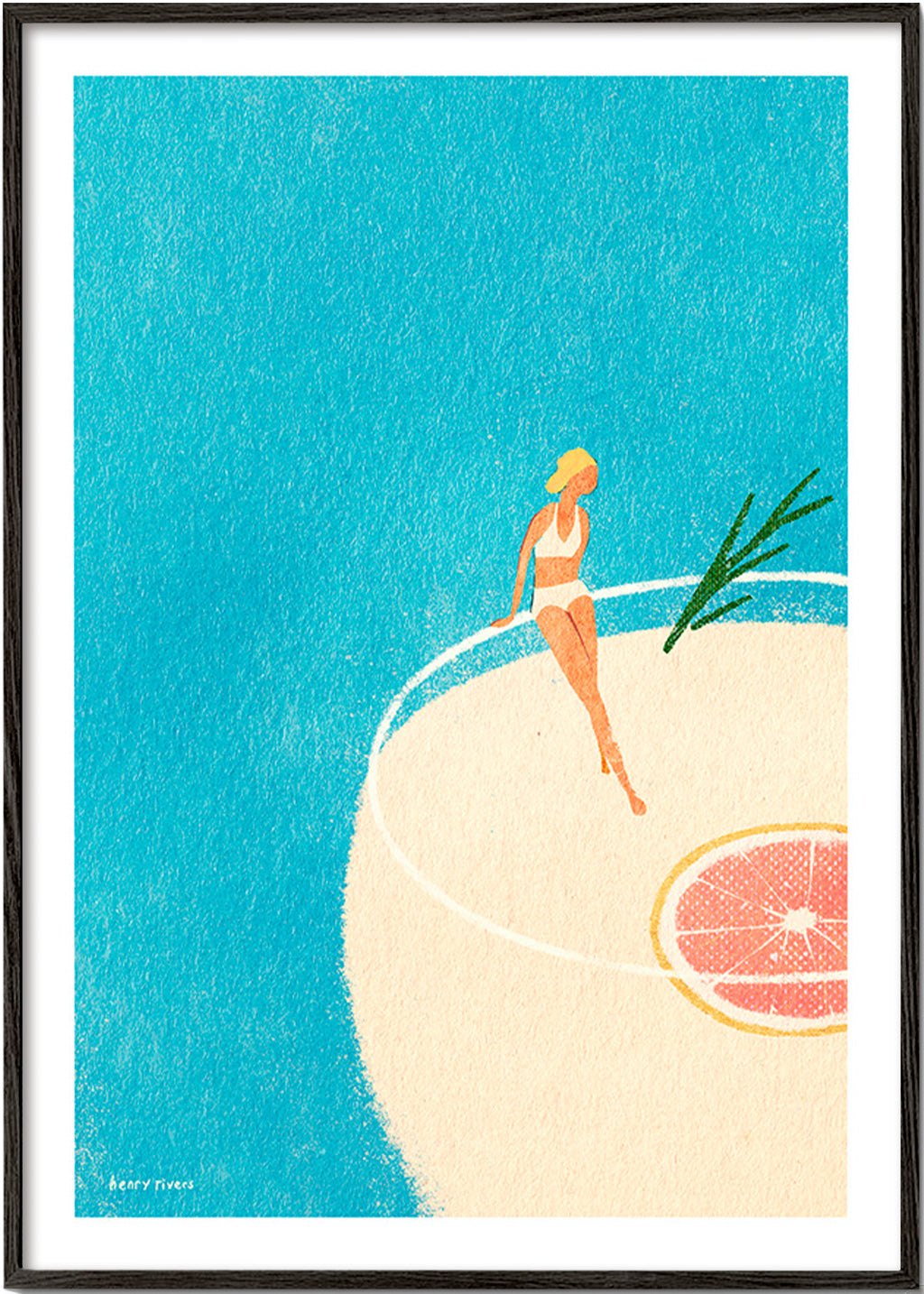 Køkkenkunst Gin Tonic illustration med figur – Black Frame