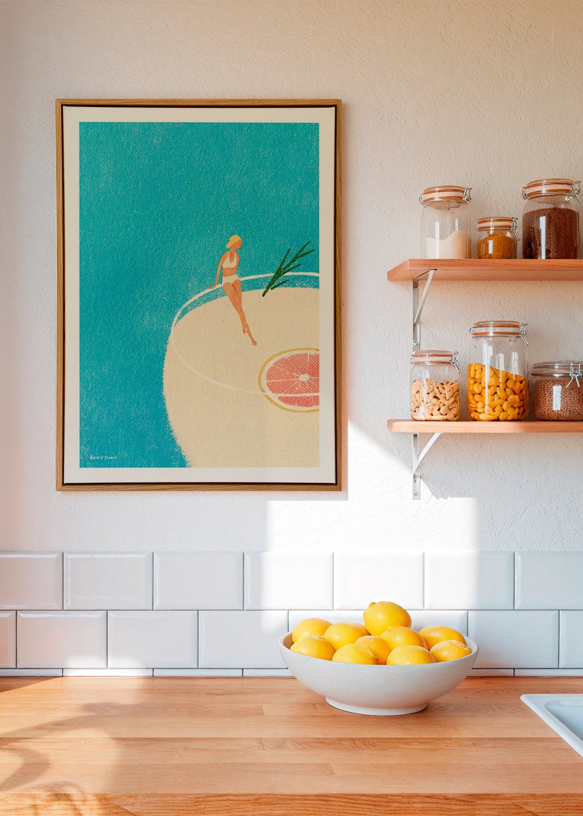 Køkkenkunst Gin Tonic illustration med figur – Canvas1