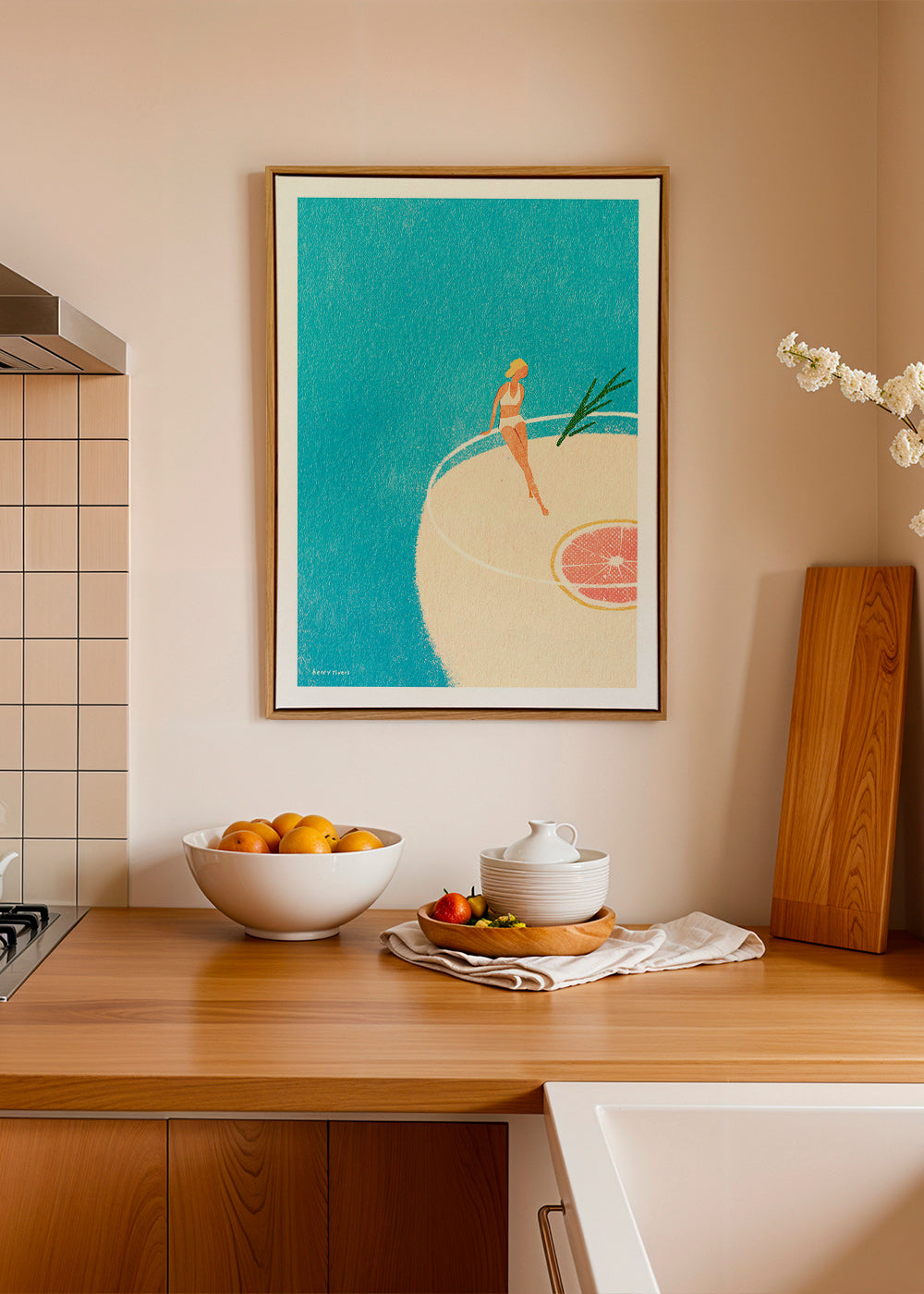 Køkkenkunst Gin Tonic illustration med figur – Canvas2