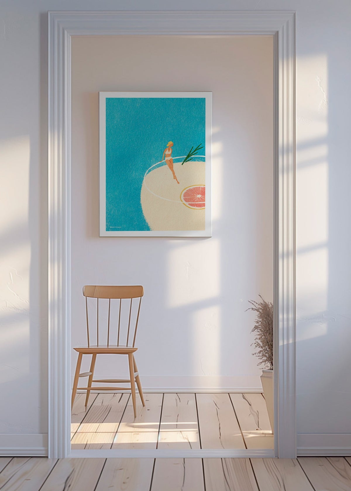Køkkenkunst Gin Tonic illustration med figur – Canvas