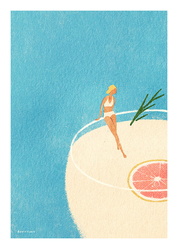 Køkkenkunst Gin Tonic illustration med figur