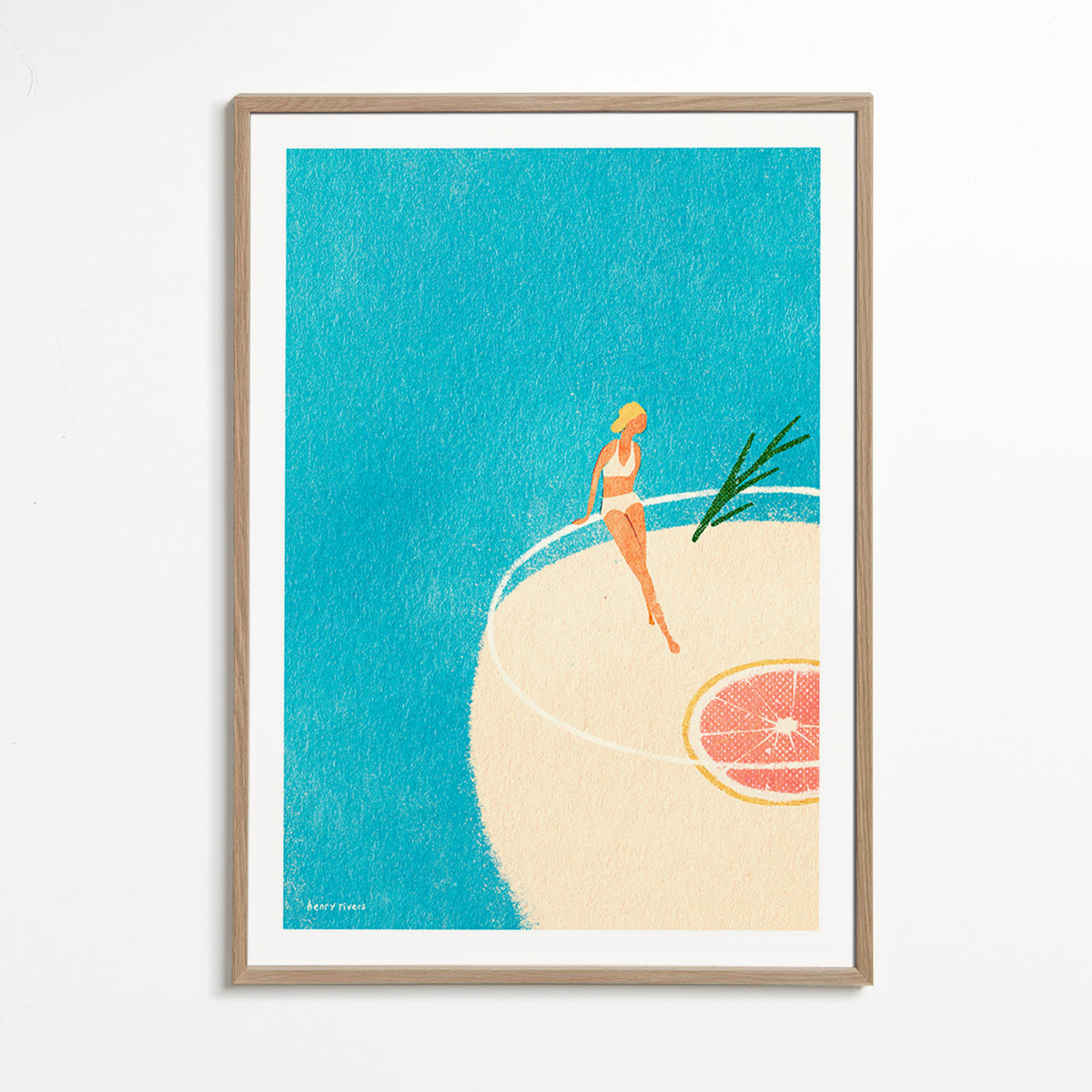Køkkenkunst Gin Tonic illustration med figur – Oak Frame