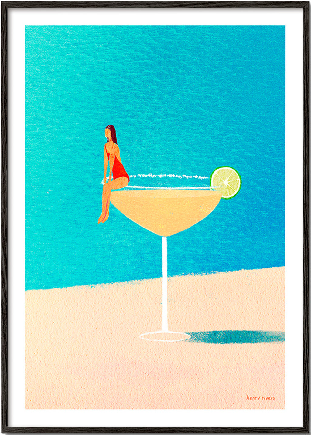 Køkkenkunst: Margarita-illustration – Black Frame