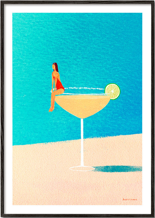 Køkkenkunst: Margarita-illustration – Black Frame