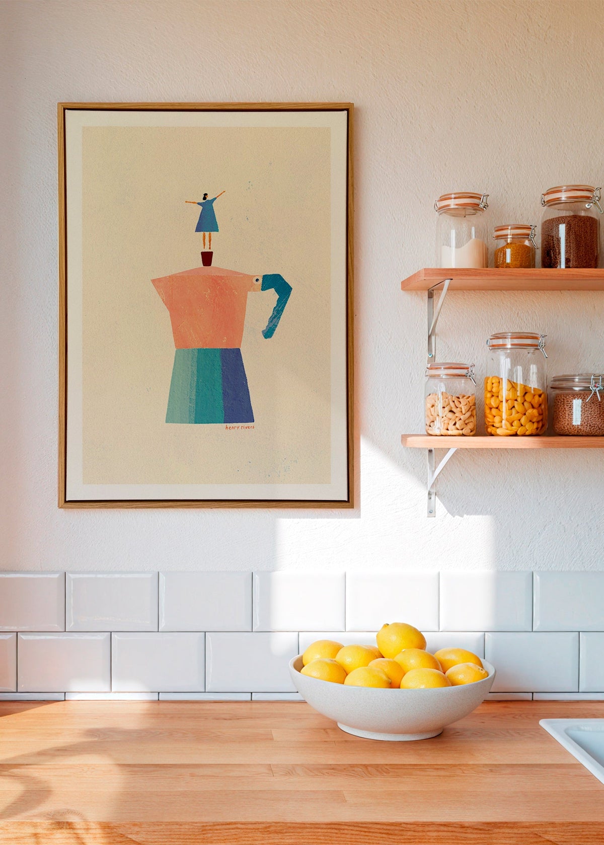 Køkkenkunst med moka og legende silhuet – Canvas1