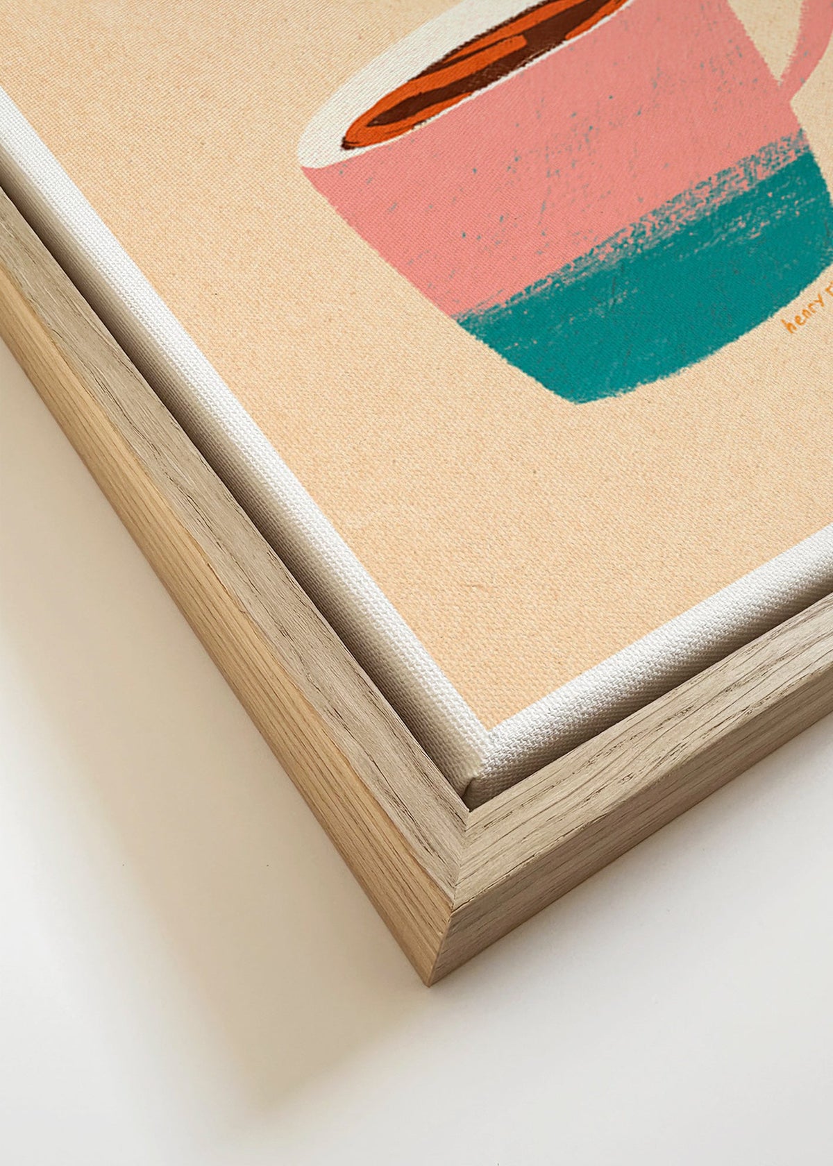 Køkkenkunst med rosa kop og dykker – Canvas detail
