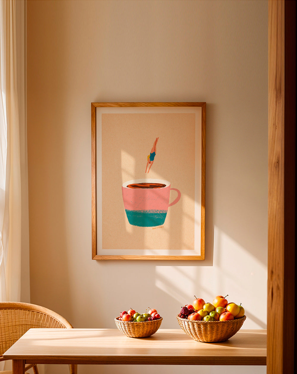 Køkkenkunst med rosa kop og dykker – Product1