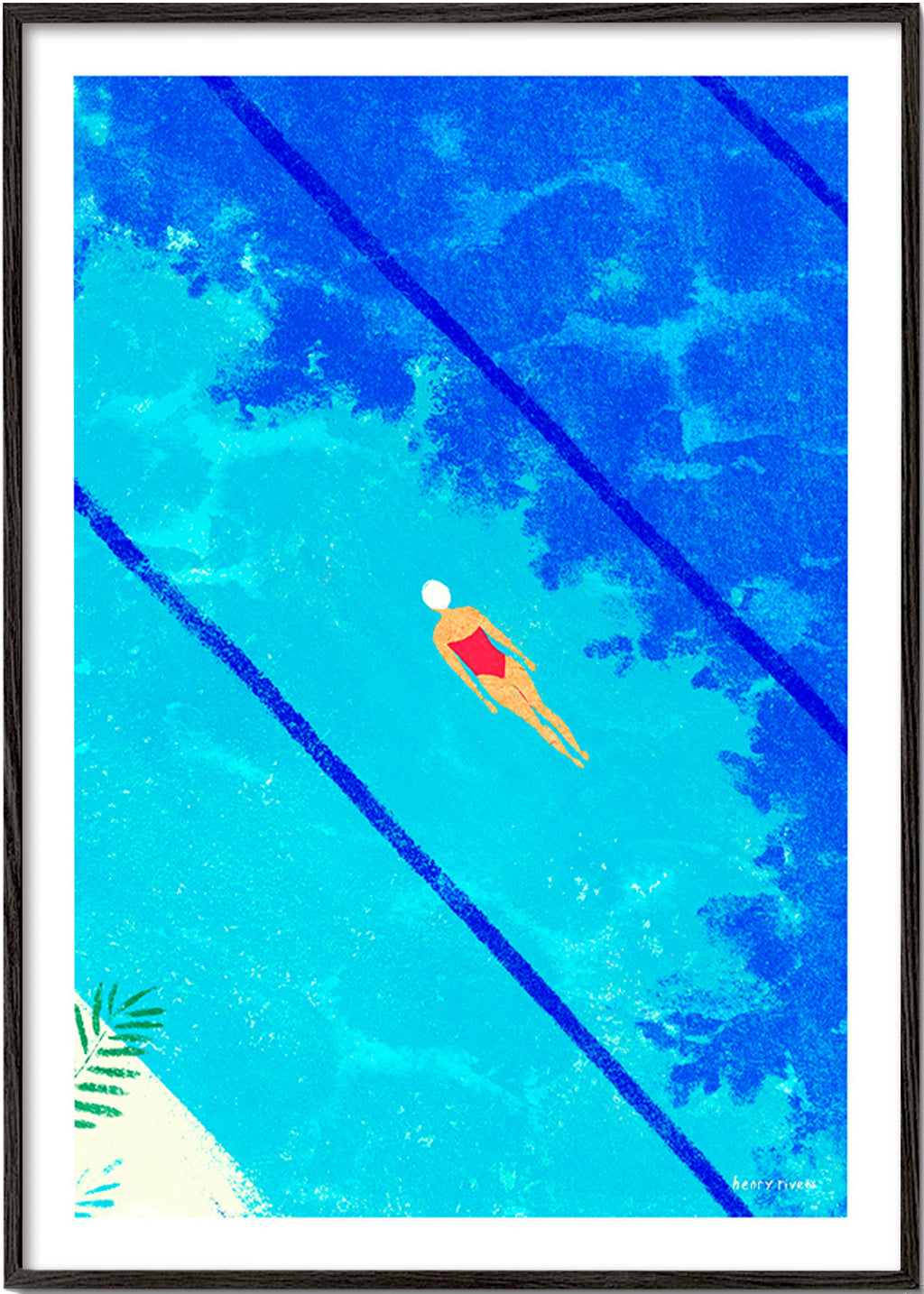 Illustration af svømmer i pool – Black Frame