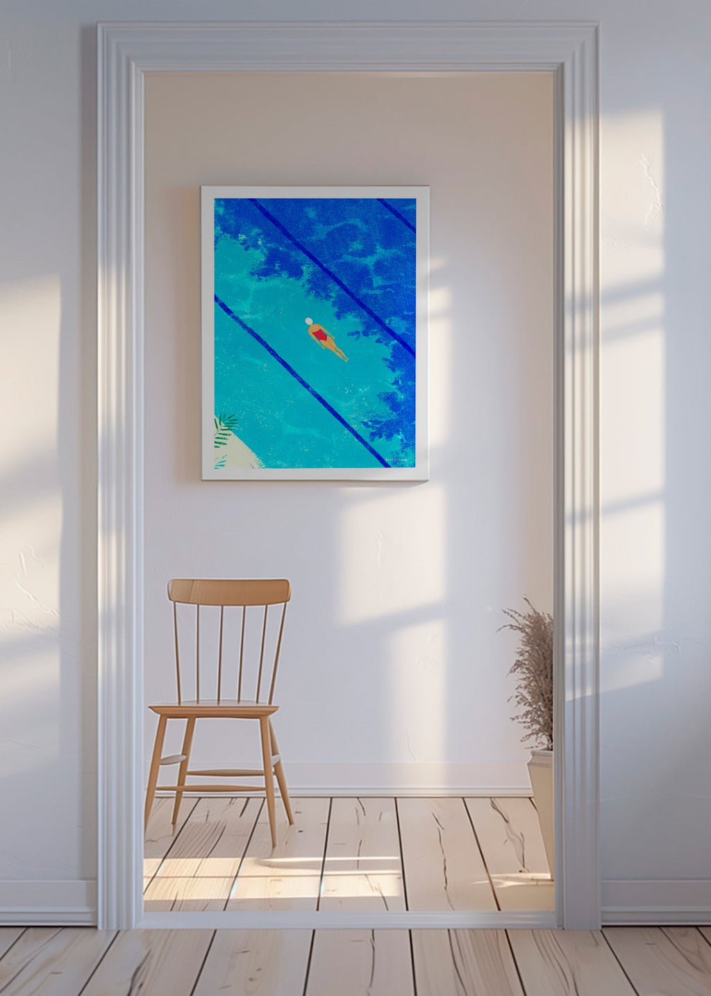 Illustration af svømmer i pool – Canvas
