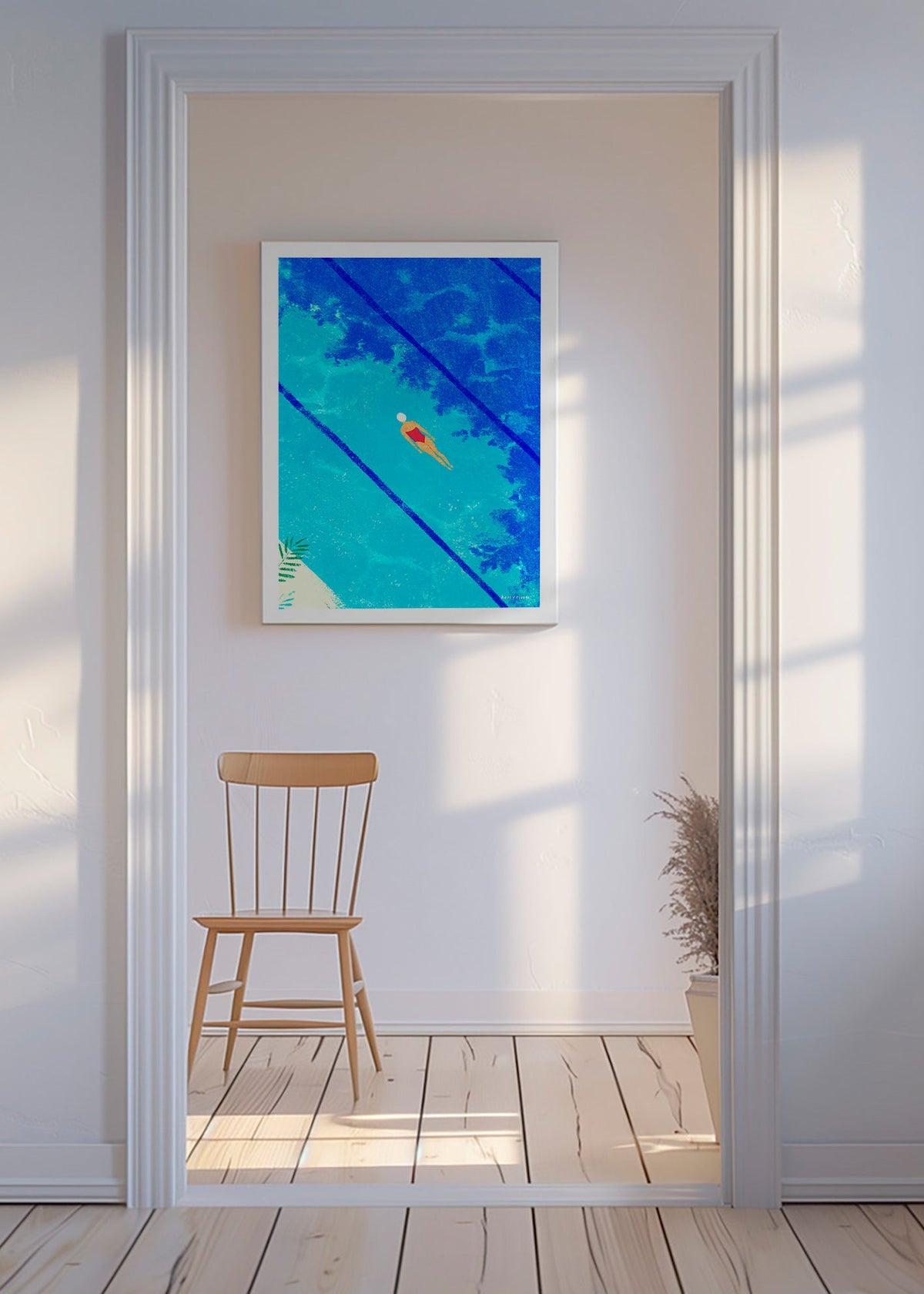 Illustration af svømmer i pool – Canvas