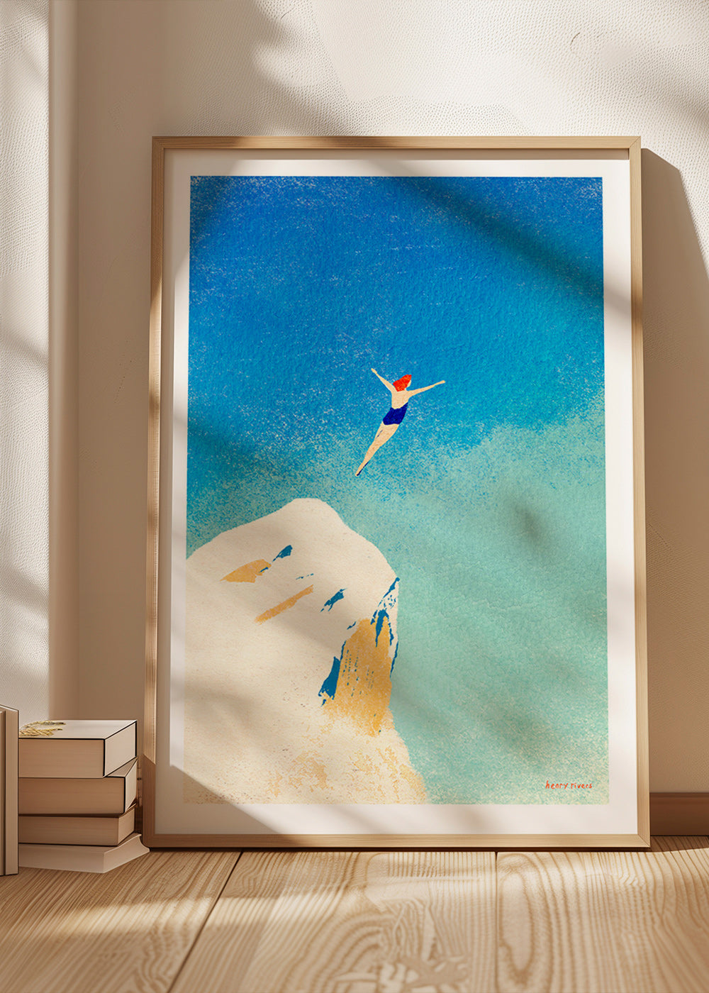 Illustration: klippehop mod en vid blå himmel – Product1