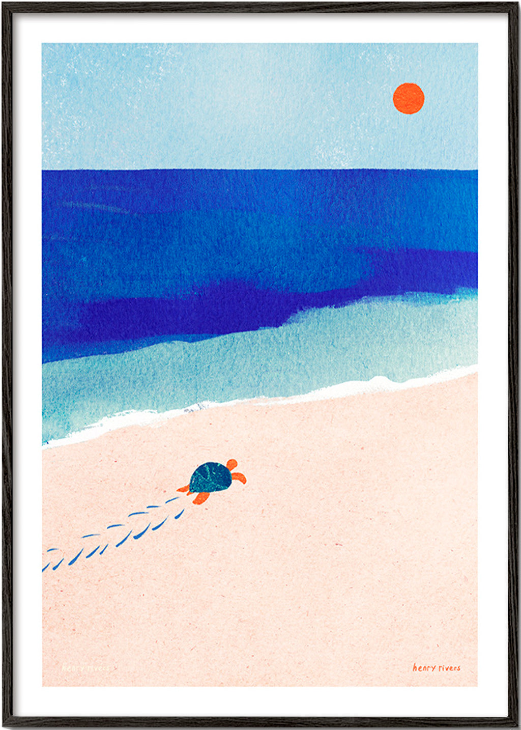 Illustration skilpadde på stranden – Black Frame