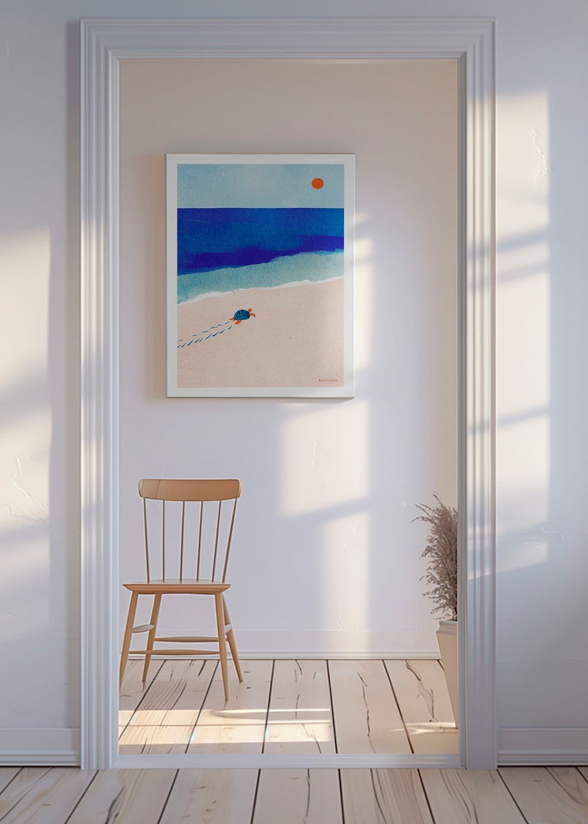 Illustration skilpadde på stranden – Canvas