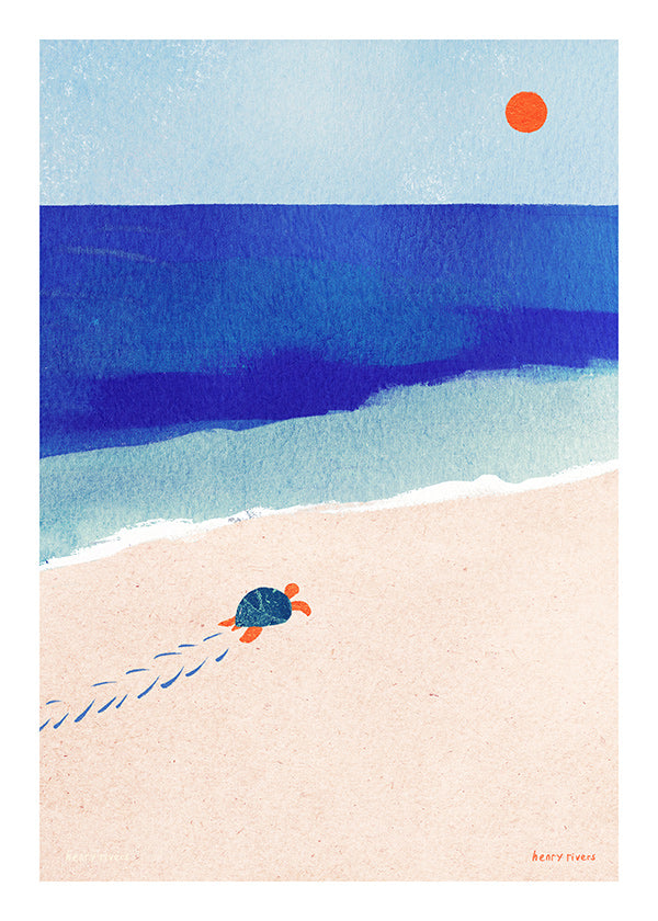 Illustration skilpadde på stranden