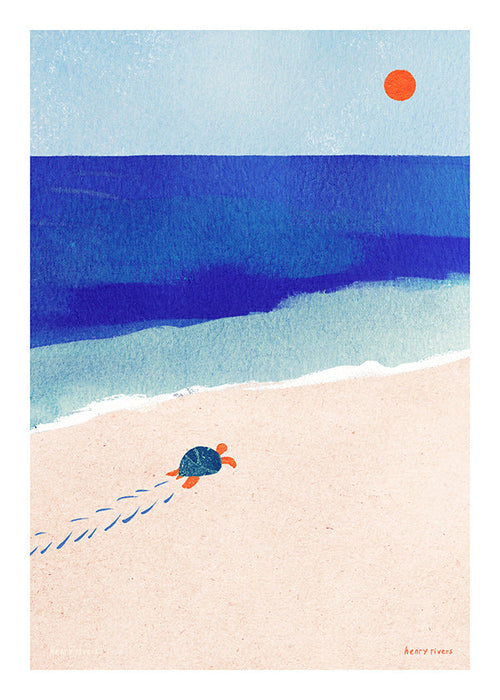 Illustration skilpadde på stranden
