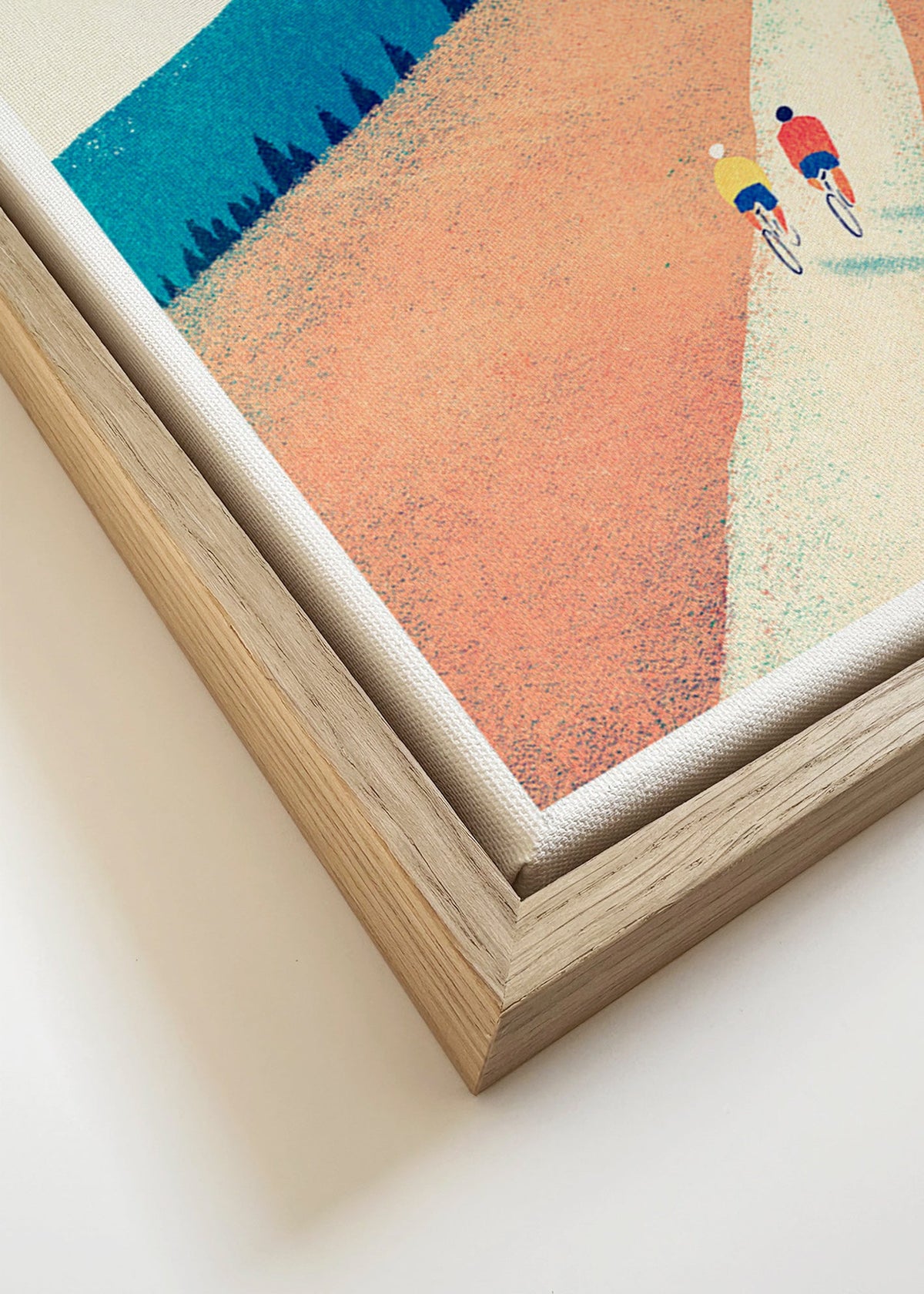Køkkenkunst med to cyklister på solbeskinnet sti – Canvas detail